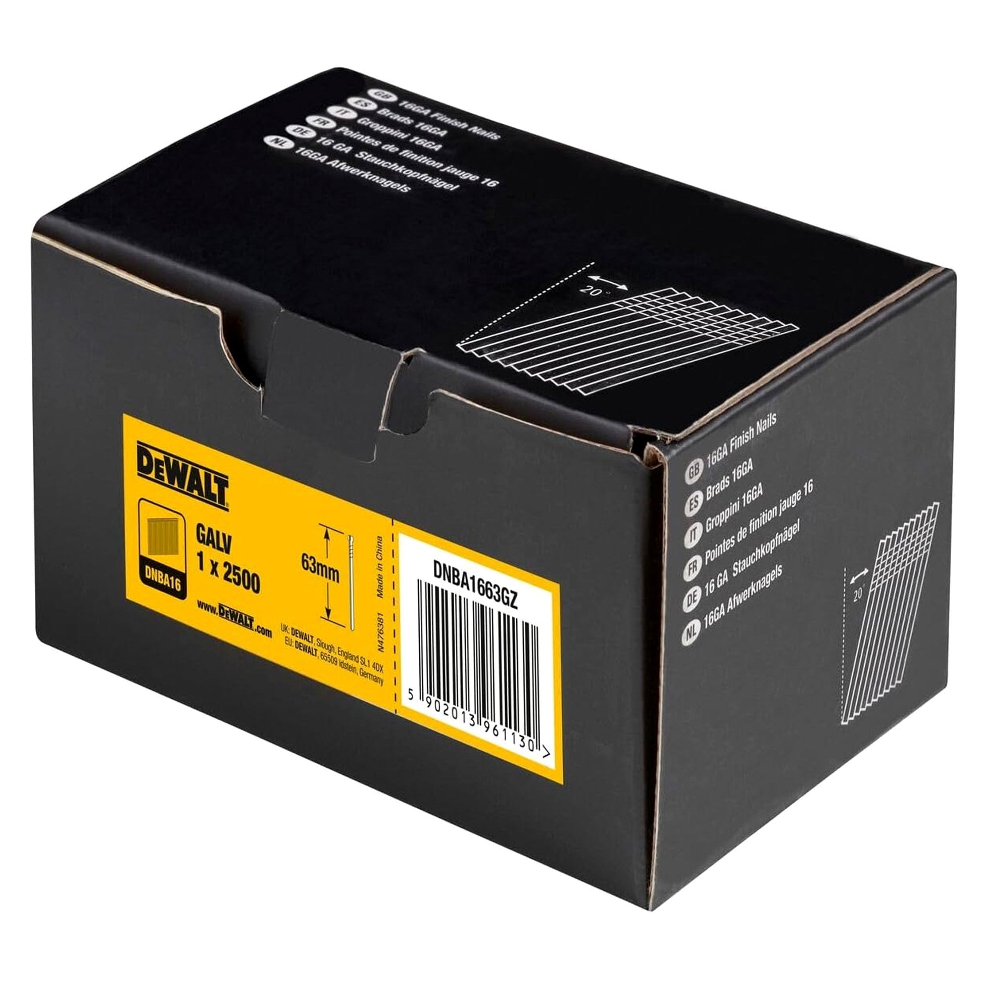 Dewalt Galvanised 16 Gauge 63mm Finish Nails 2500 Box
