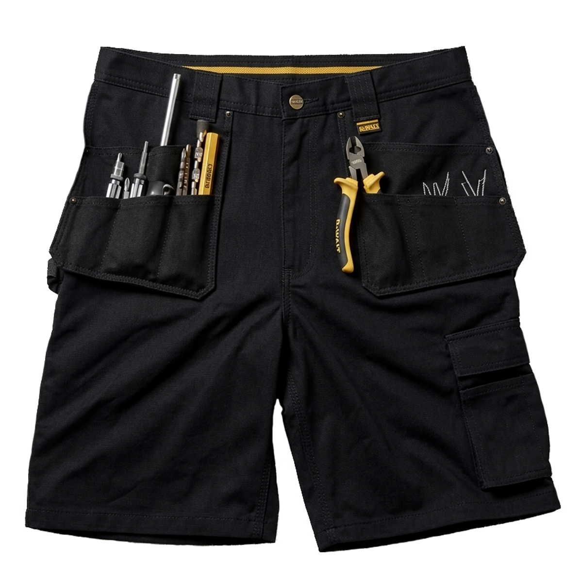 DeWalt Multi Pocket Black Work Shorts 38in