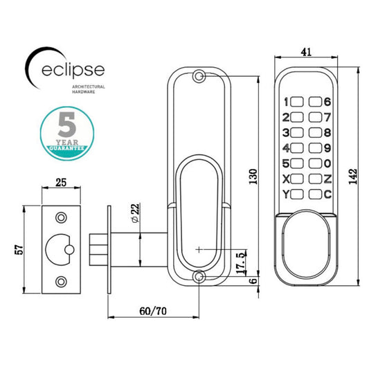 Digital Door Lock Chrome With Hold Back