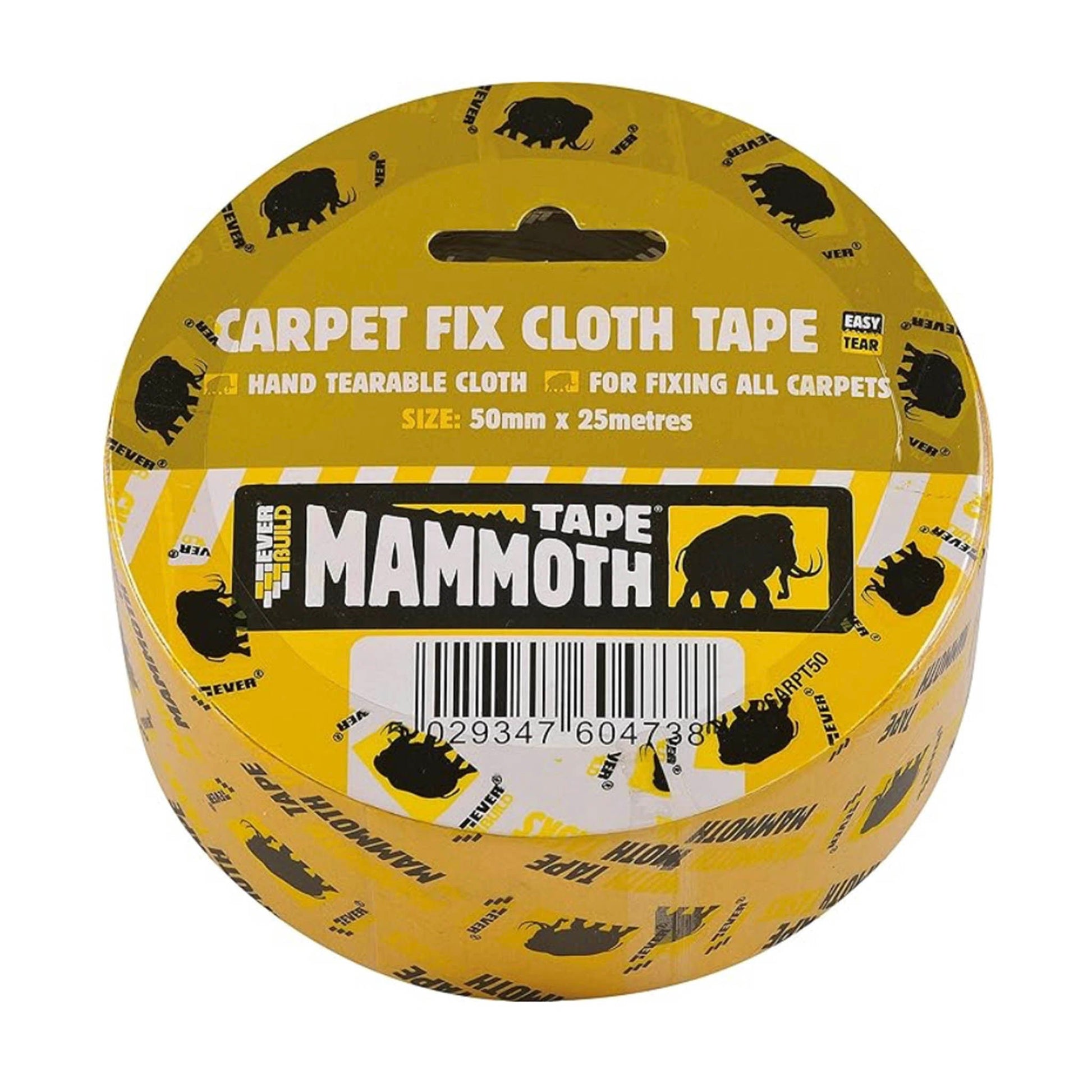 Everbuild Carpet Fix Cloth Tape Clear 50mm x 25 Metre - Transtools Online