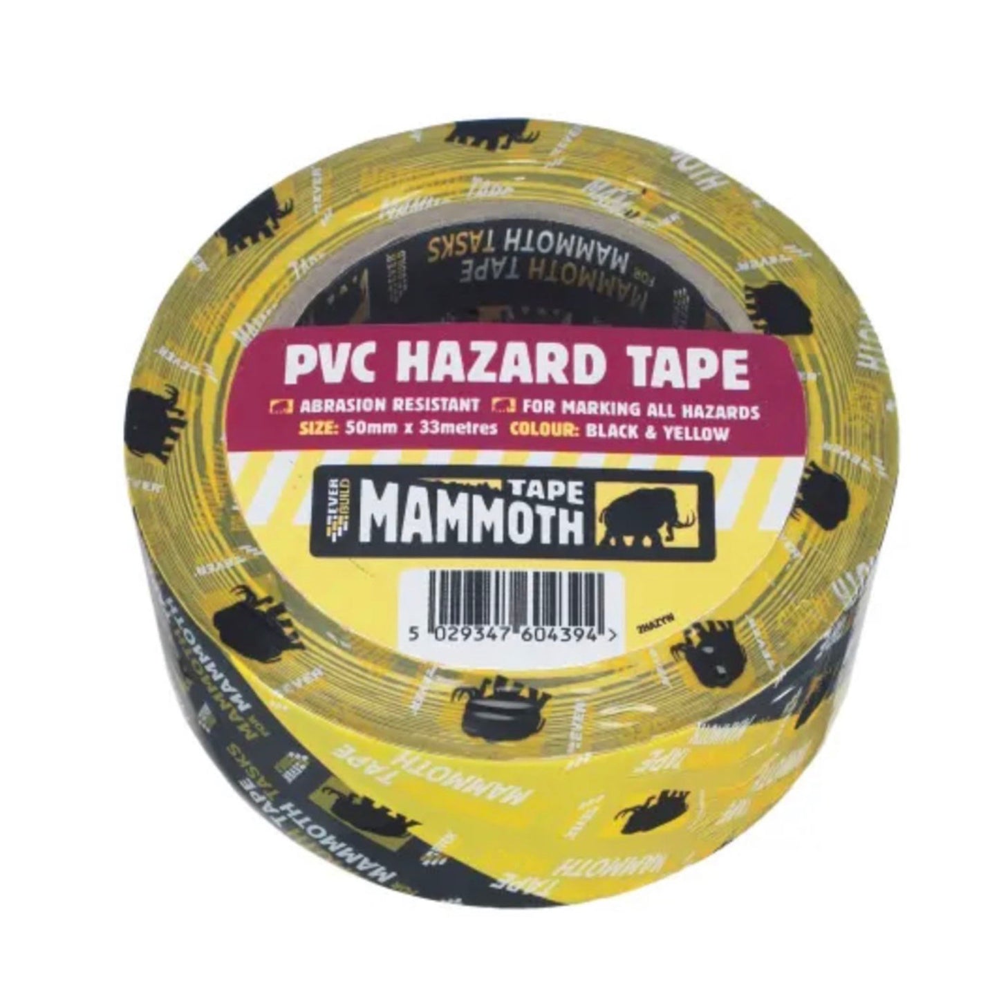 Everbuild Hazard Tape Black And Yellow 50mm x 33 Metre