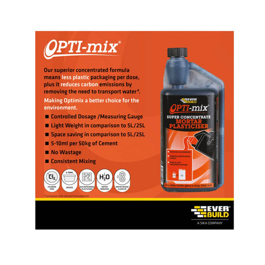 Everbuild Opti-Mix Mortar Plasticiser 1 Litre