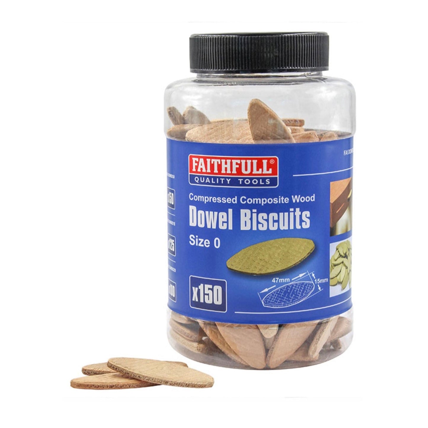 Faithfull Dowel Jointing Biscuits Size 0 - 150 Tub