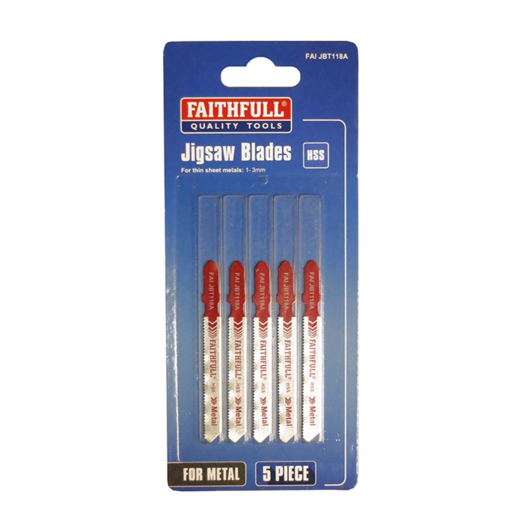 Faithfull Metal Jigsaw Blades T118A 5 Pack - Transtools Online