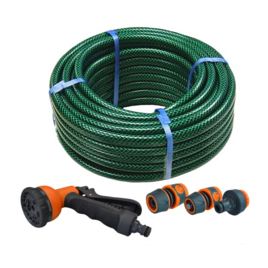 Faithfull PVC Reinforced Hose Pipe 15 Metre Fittings And Spray Gun - Transtools Online