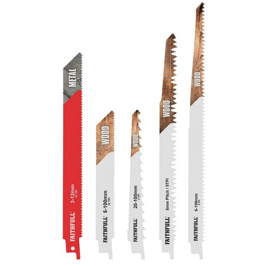 Faithfull Sabre Saw Blade Set 15 Piece - Transtools Online