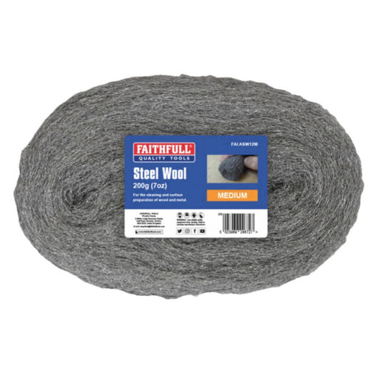 Faithfull Steel Wire Wool Medium 200gm - Transtools Online