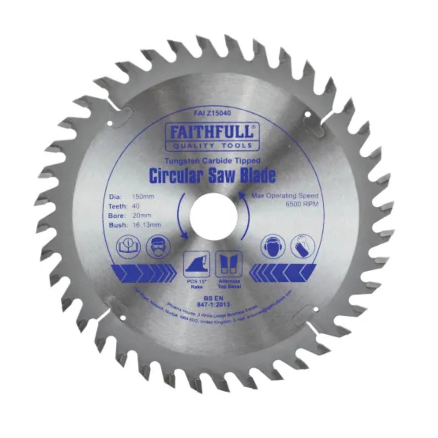 Faithfull TCT Circular Saw Blade 150mm x 20mm x 40 Teeth - Transtools Online