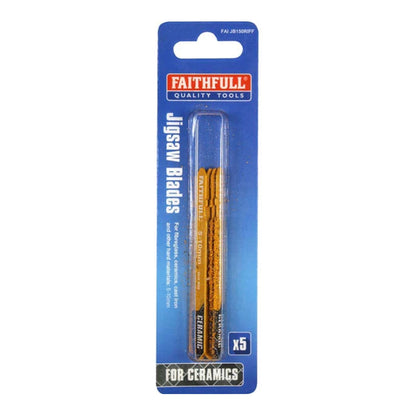Faithfull TCT RIFF Ceramic Tile Cutting Jigsaw Blade 5 Pack