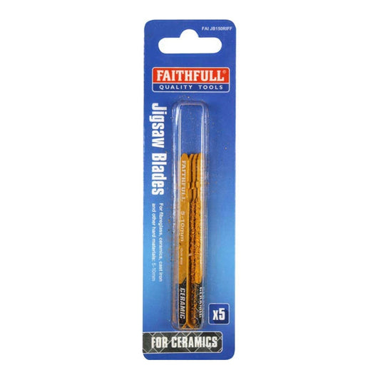 Faithfull TCT RIFF Ceramic Tile Cutting Jigsaw Blade 5 Pack