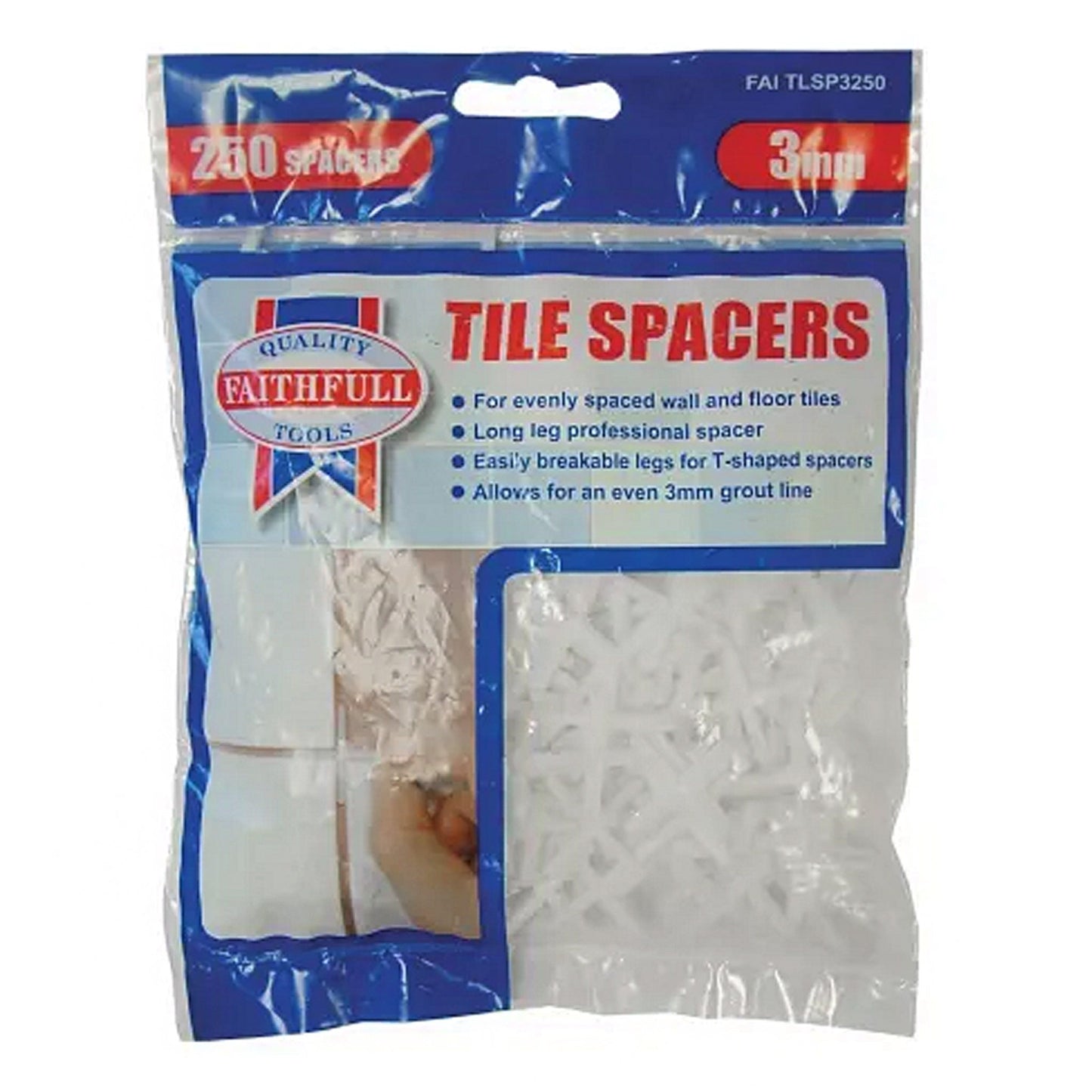 Faithfull Tile Spacer Long Leg 3mm - 250 Pack