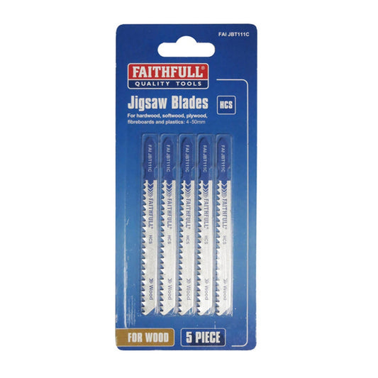 Faithfull Wood Jigsaw Blades T111C 5 Pack - Transtools Online