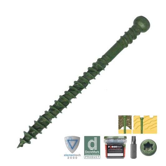 ForgeFast Composite Decking Screw Green 4.5mm x 60mm 600 Tub - Transtools Online