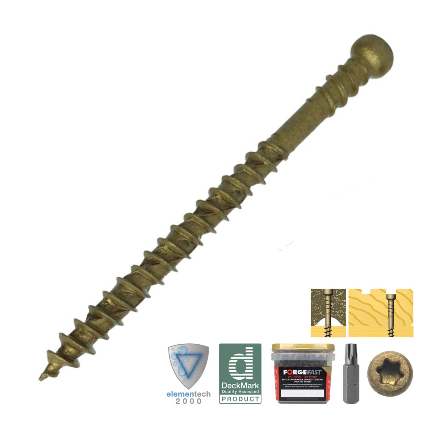 ForgeFast Composite Decking Screw Tan 4.5mm x 60mm 600 Tub - Transtools Online