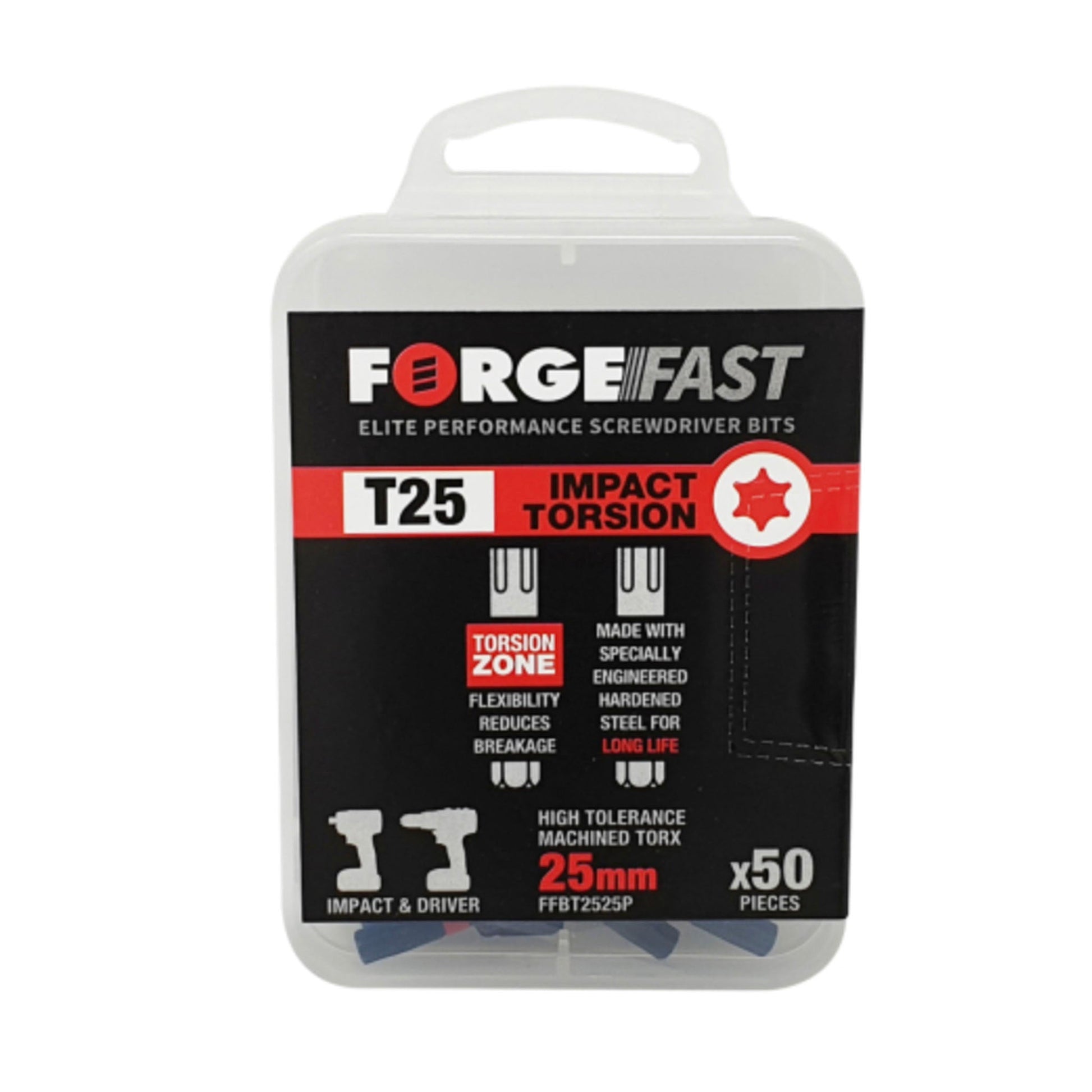 Forgefast Impact Bits T20 x 25mm - 10 Pack