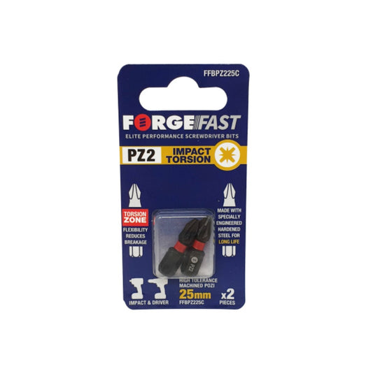 FORGEFAST IMPACT DRIVER BITS PZ2 X 50MM - 2 PACK - Transtools Online