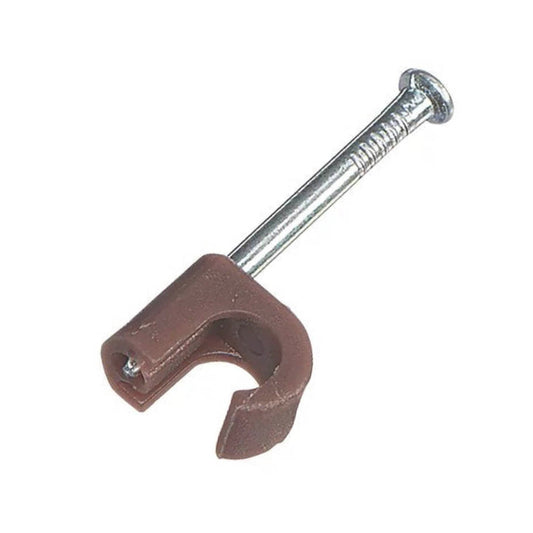 Forgefix Round Cable Clips 6mm - 7mm Brown 100 Box - Transtools Online