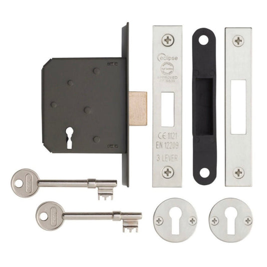 Frisco 3 Lever Mortice Deadlock NP 76mm - Transtools Online