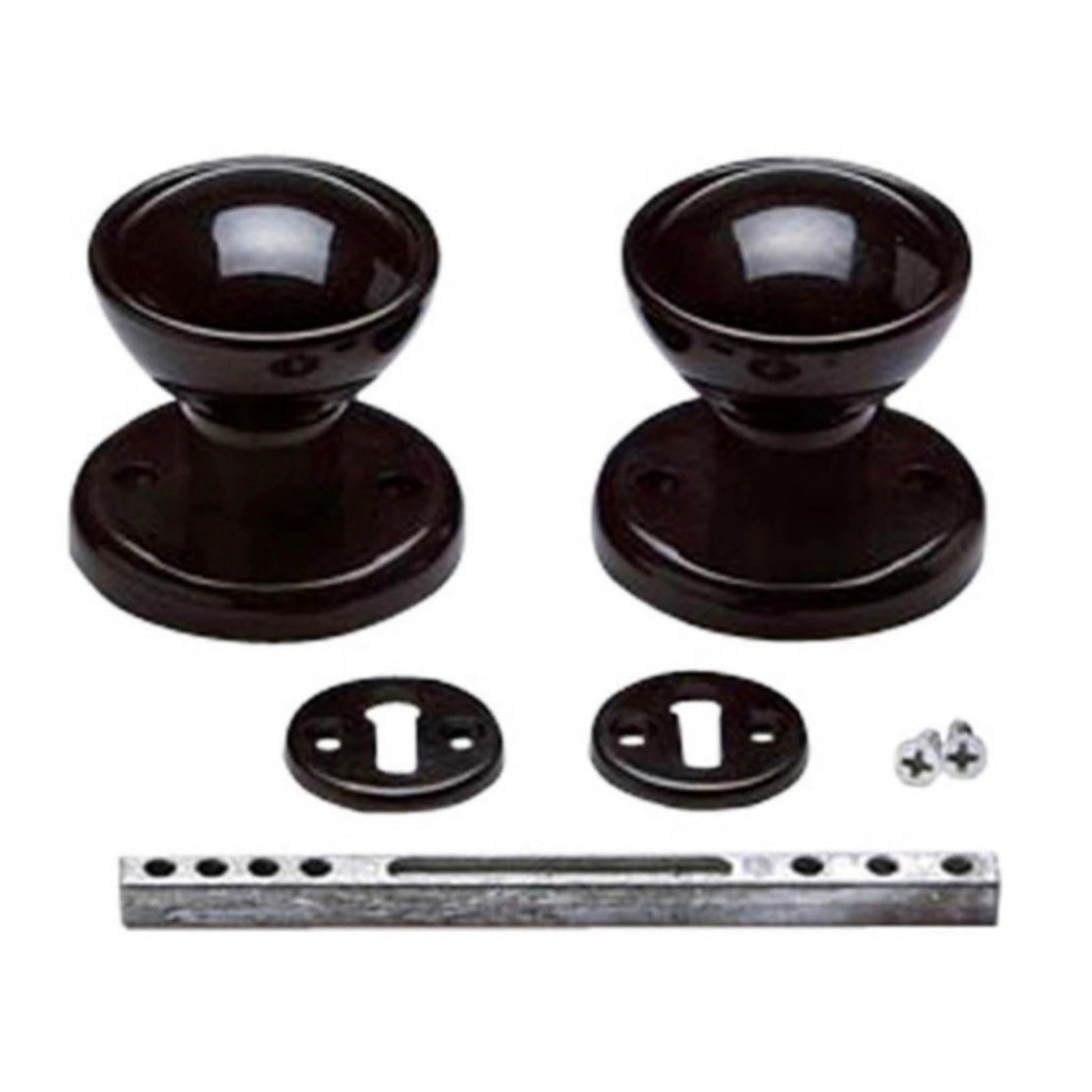 Frisco Rim Lock Mortice Knob Set Black - 1 Pair - Transtools Online