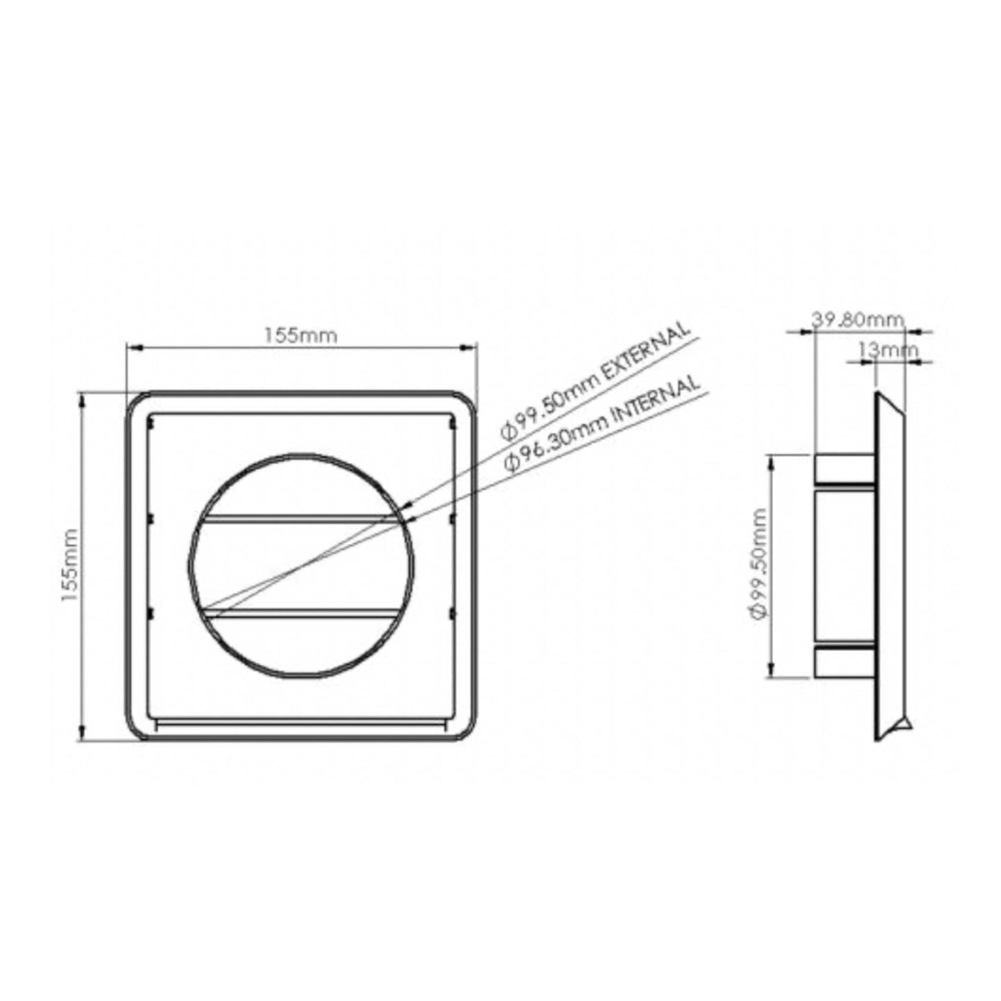 Gravity Grille Vent White 100mm - Transtools Online