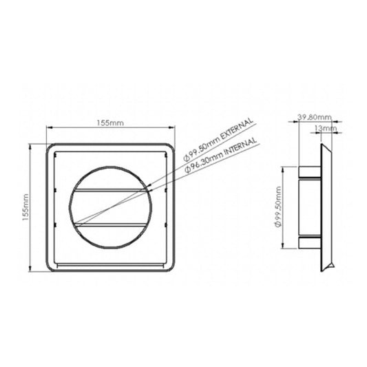 Gravity Grille Vent White 100mm