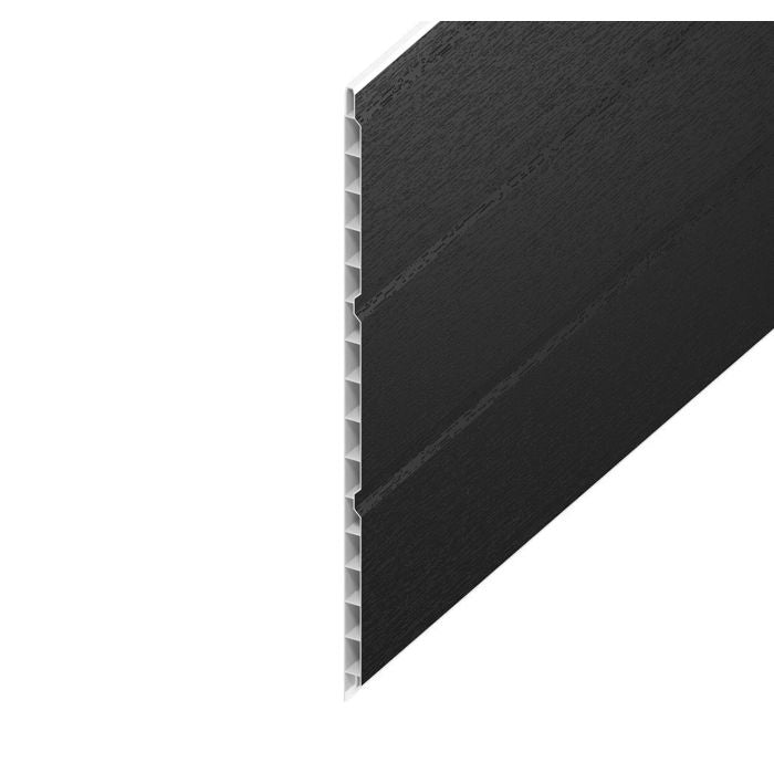 HOLLOW SOFFIT BOARD BLACK ASH WOODGRAIN 300MM - 5 METRE - Transtools Online