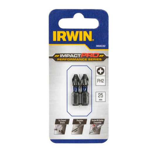 Irwin Pro PH2 Impact Driver Bits 25mm 2 Pack - Transtools Online