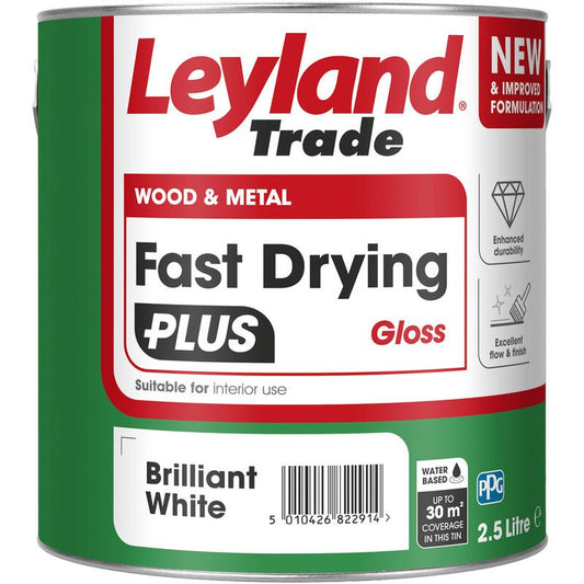 LEYLAND FAST DRYING PLUS GLOSS BRILLIANT WHITE - 2.5 LITRE - Transtools Online