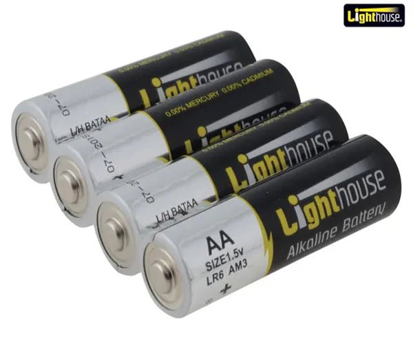 LIGHTHOUSE AA LR6 ALKALINE BATTERIES - 4 PACK - Transtools Online