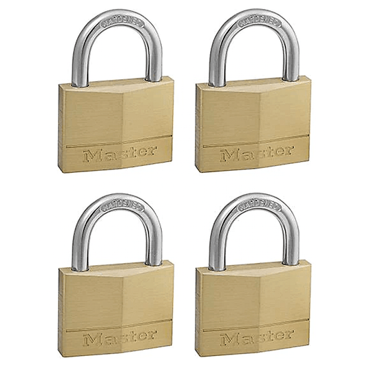 Master Lock Solid Brass Padlock 50mm - 4 Pack