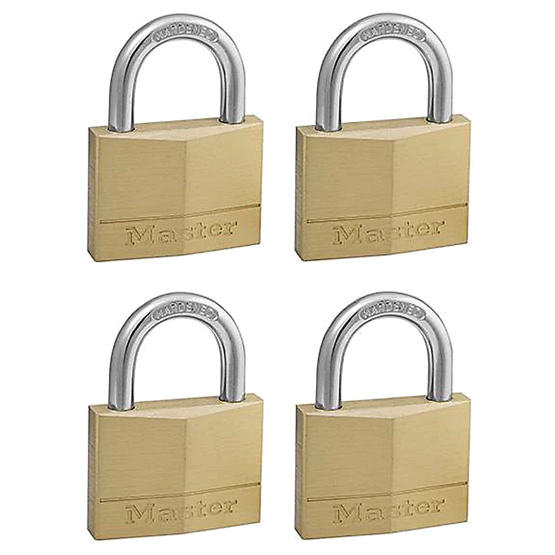 Master Lock Solid Brass Padlock 50mm - 4 Pack