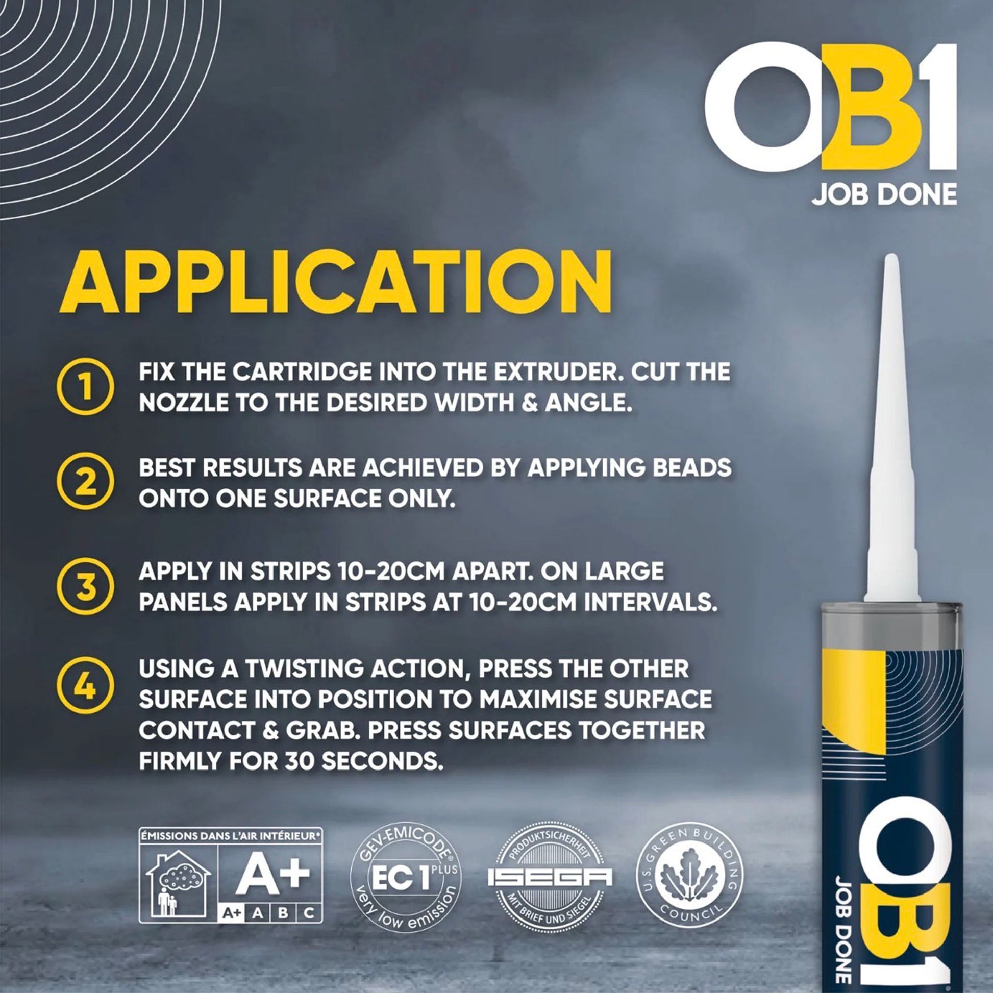 OB1 Multi - Surface Construction Sealant And Adhesive Black 290ml