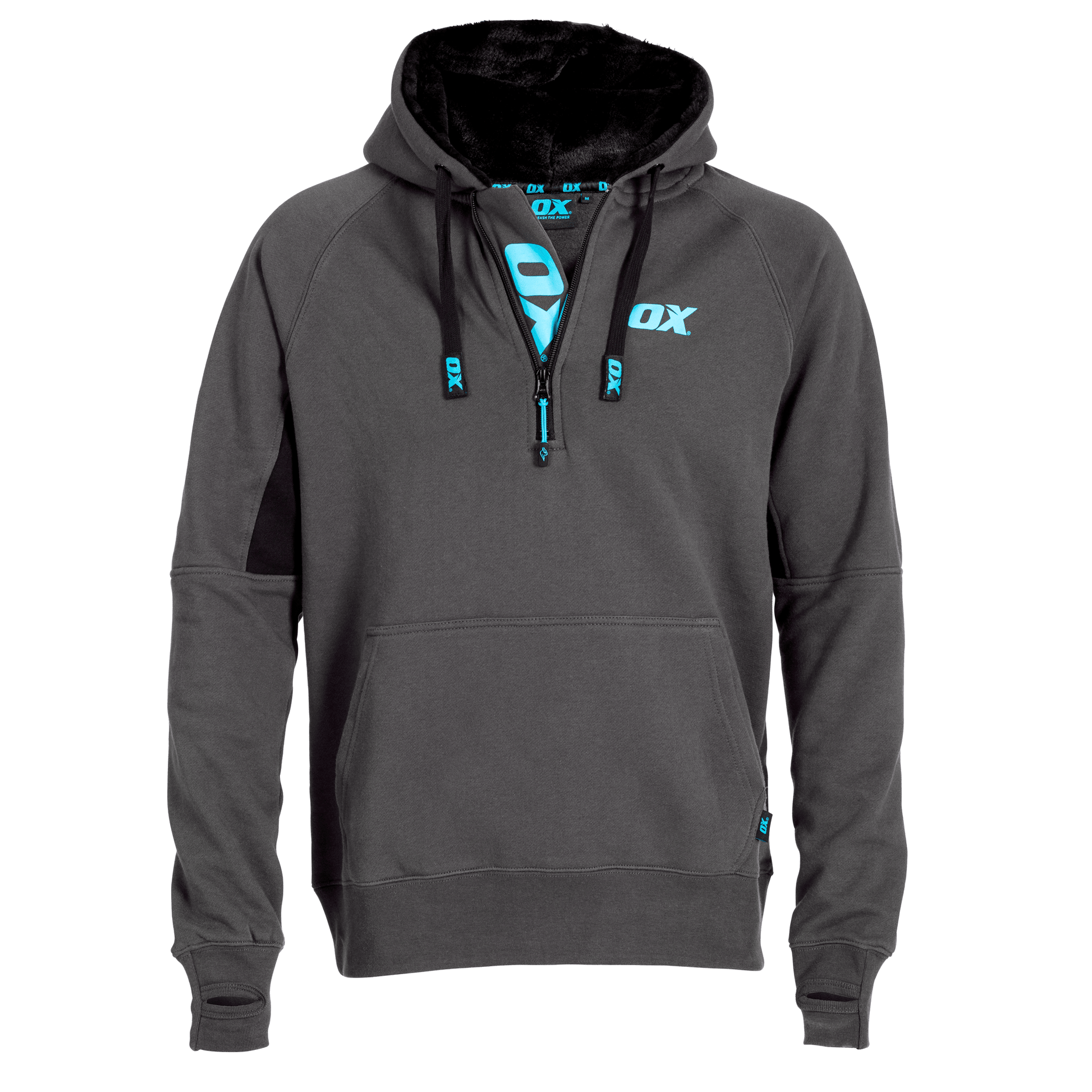 OX Workwear Mens Work Hoodie Black and Grey