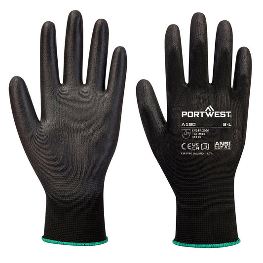 Portwest A120 PU Palm Gloves Black