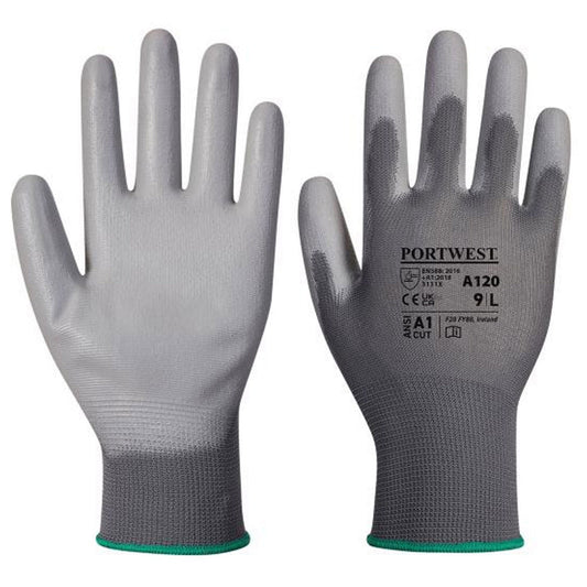 Portwest A120 PU Palm Gloves Grey