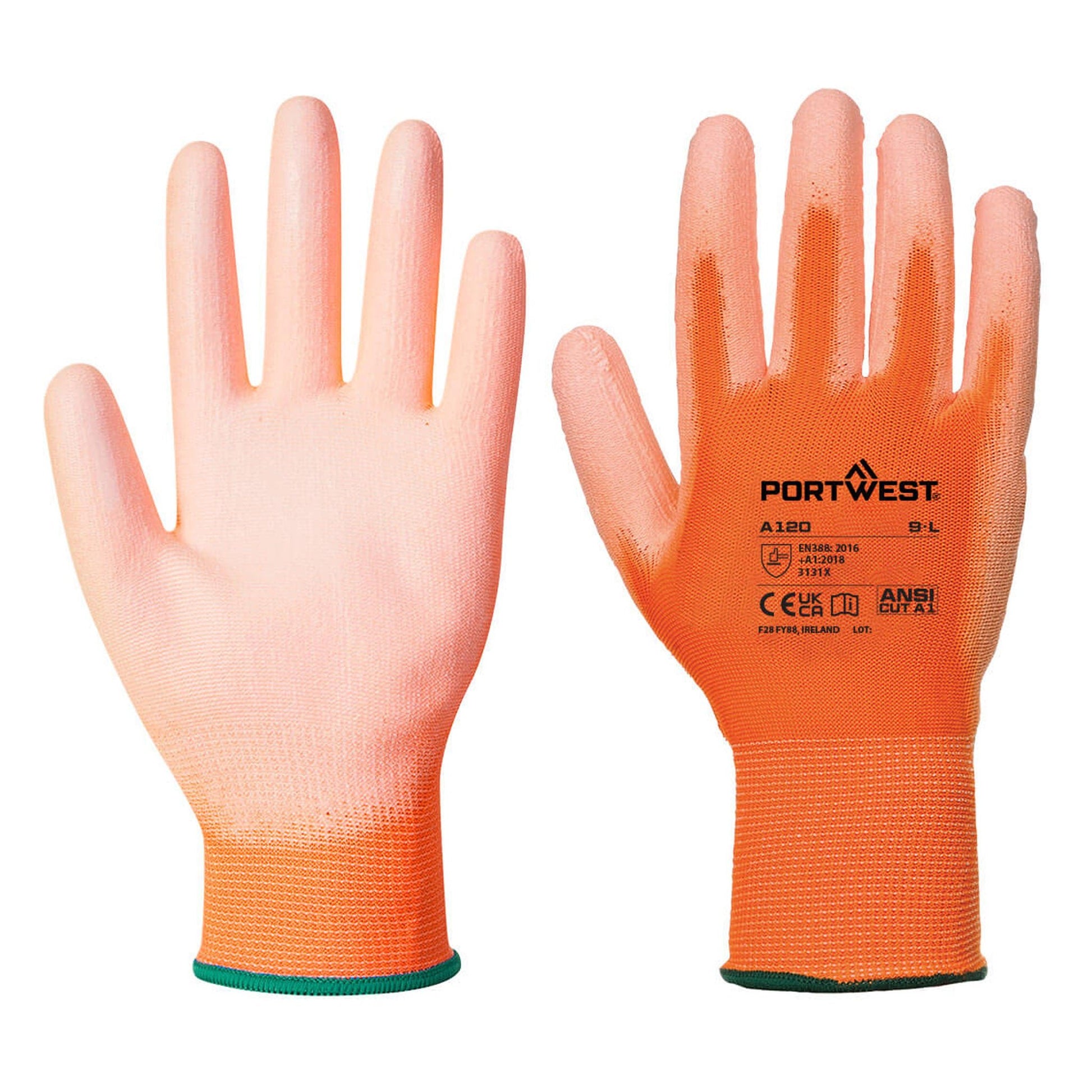 Portwest A120 PU Palm Gloves Orange