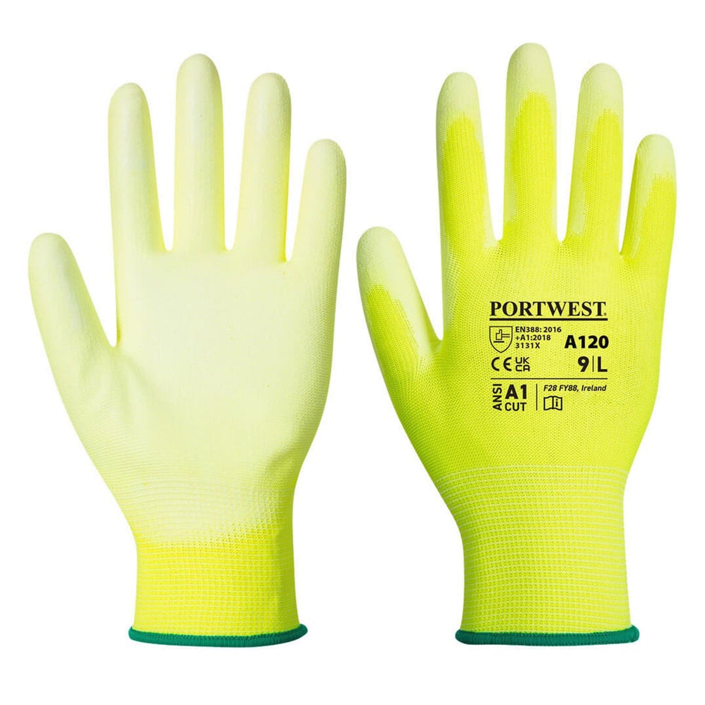 Portwest A120 PU Palm Gloves Yellow