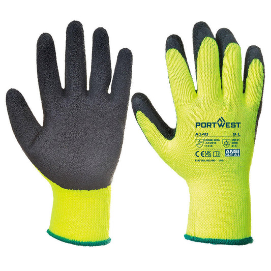 Portwest A140 High Visibility Thermal Grip Gloves - Medium Large or X Large