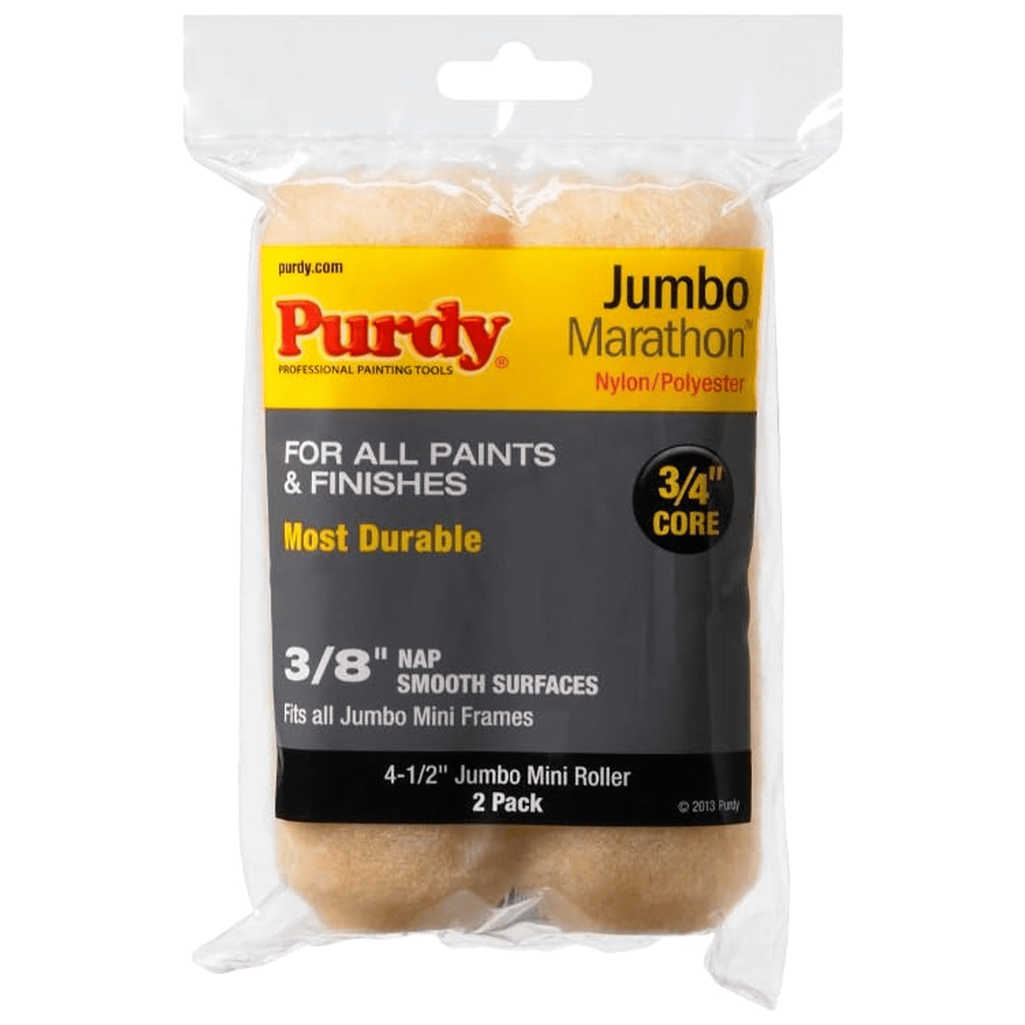 Purdy Jumbo Marathon Mini Roller Paint Sleeves 4 1/2in Length - 3/8in Nap - 3/4in Core