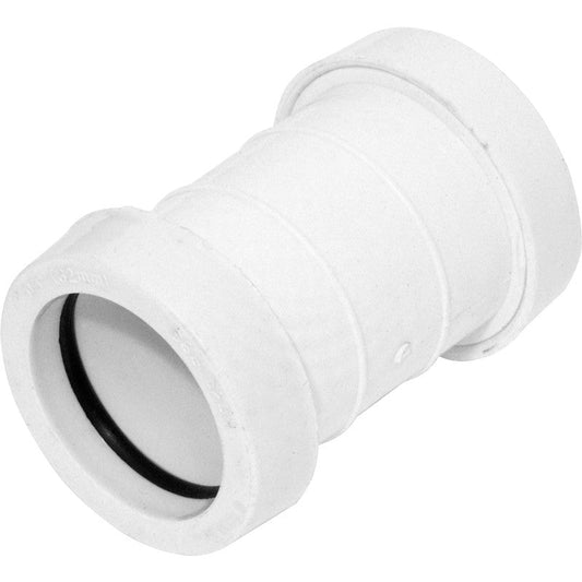 PUSH FIT WASTE PIPE WHITE STRAIGHT CONNECTOR - 40MM - Transtools Online