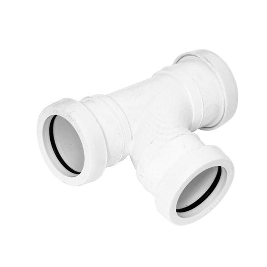 Push Fit Waste Pipe White Swept Branch 40mm - 90 Degree - Transtools Online