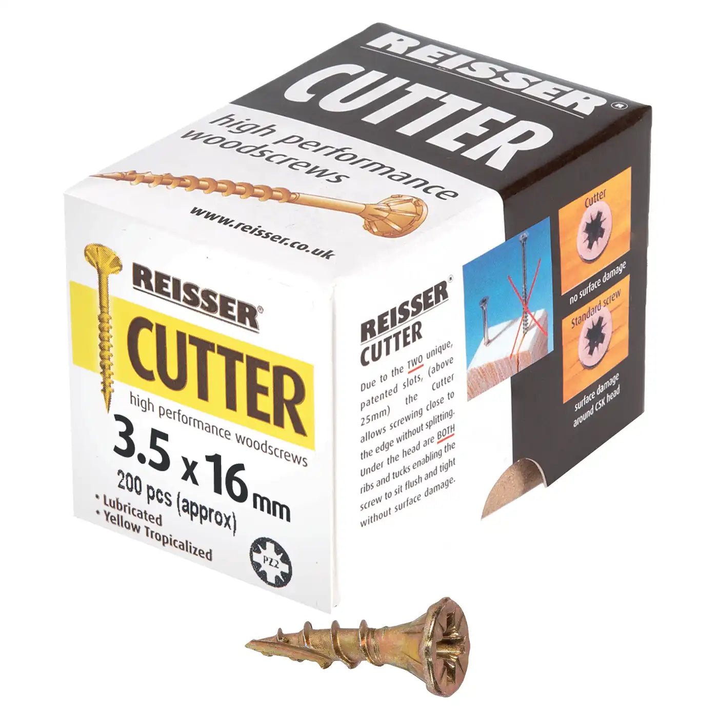 REISSER R2 CUTTER WOODSCREWS 3.5MM X 16MM - 200 PACK - Transtools Online