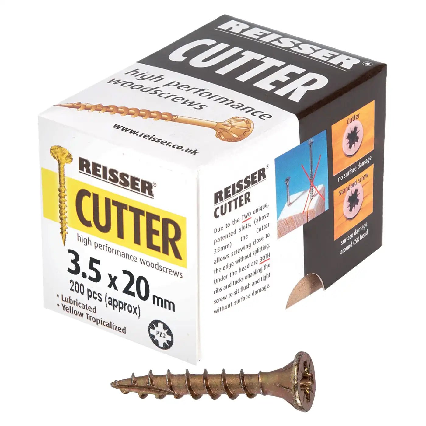 REISSER R2 CUTTER WOODSCREWS 3.5MM X 20MM - 200 PACK - Transtools Online