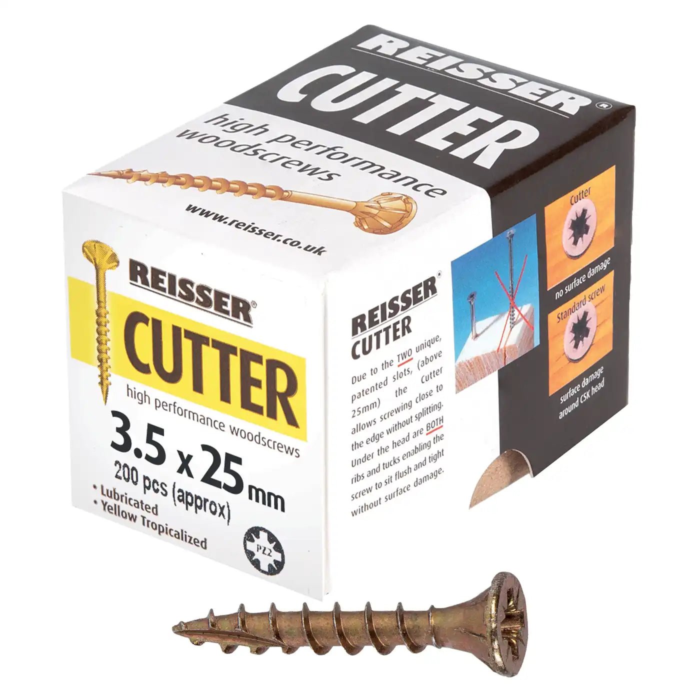 REISSER R2 CUTTER WOODSCREWS 3.5MM X 25MM - 200 PACK - Transtools Online