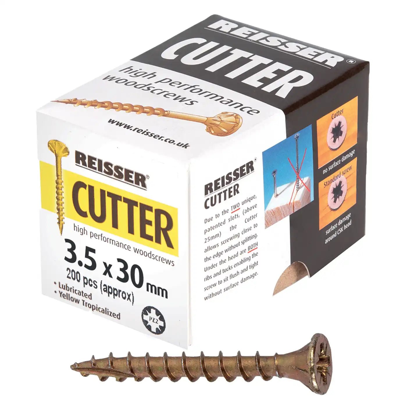 REISSER R2 CUTTER WOODSCREWS 3.5MM X 30MM - 200 PACK - Transtools Online