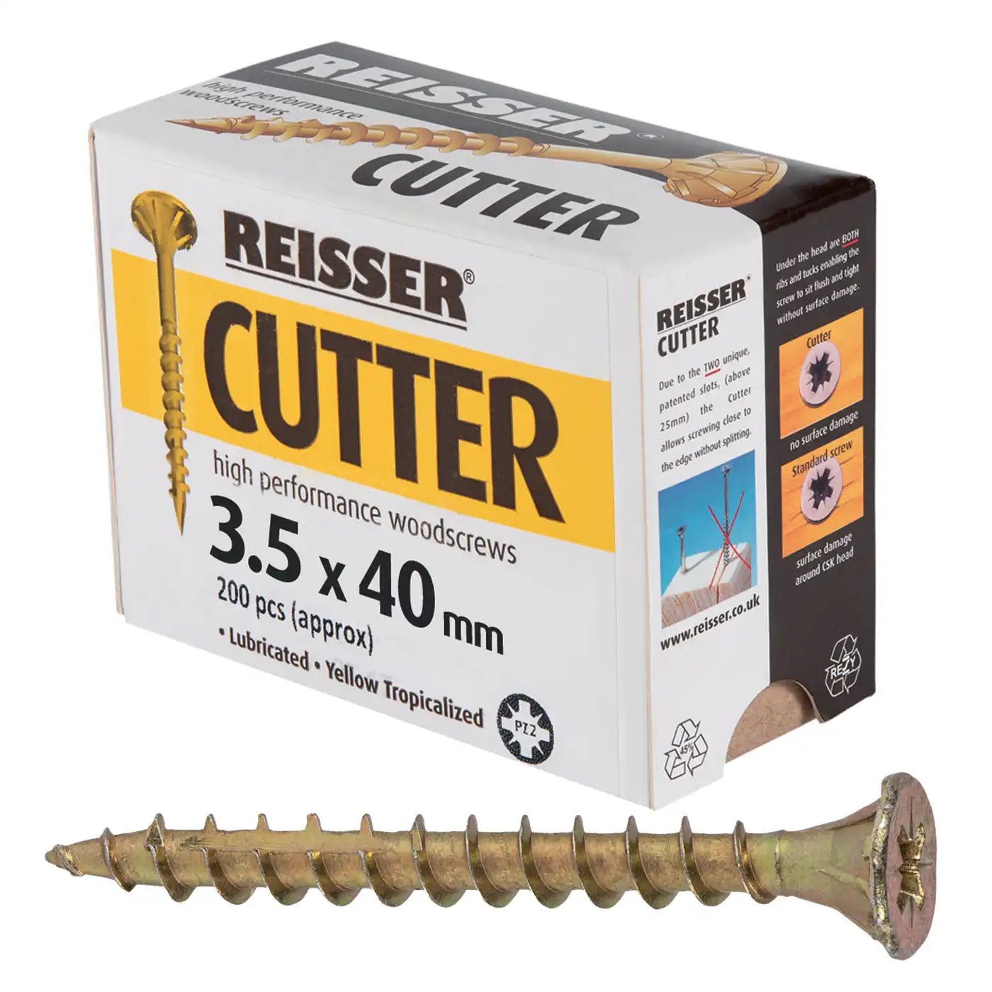 REISSER R2 CUTTER WOODSCREWS 3.5MM X 40MM - 200 PACK - Transtools Online