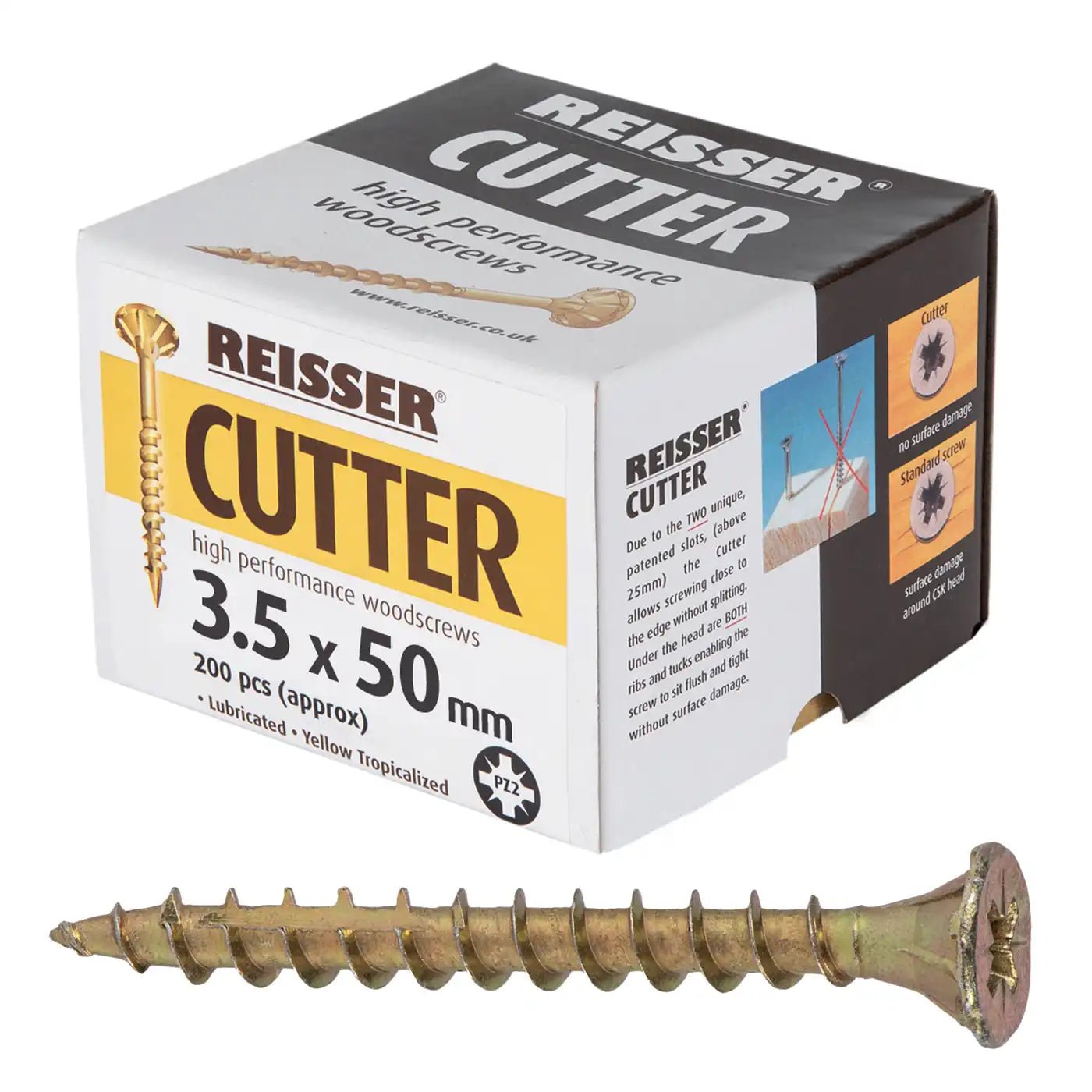 REISSER R2 CUTTER WOODSCREWS 3.5MM X 50MM - 200 PACK - Transtools Online