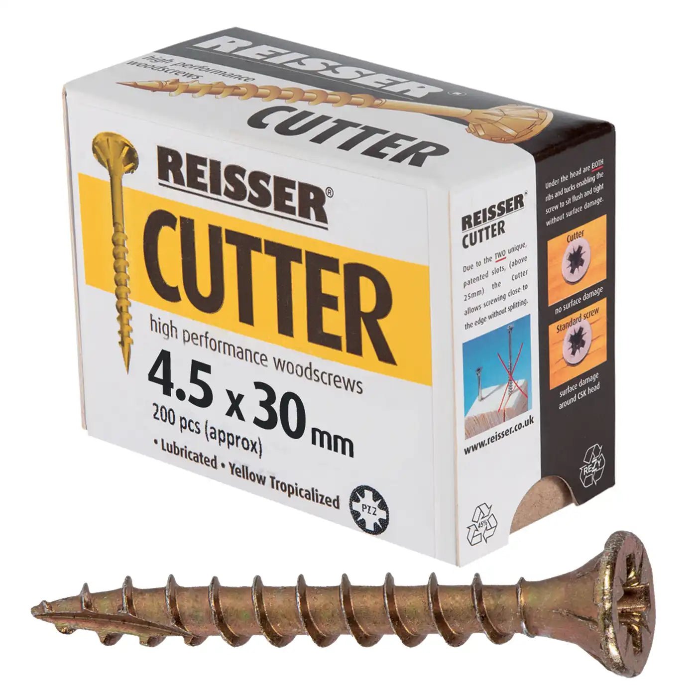 REISSER R2 CUTTER WOODSCREWS 4.5MM X 30MM - 200 PACK - Transtools Online