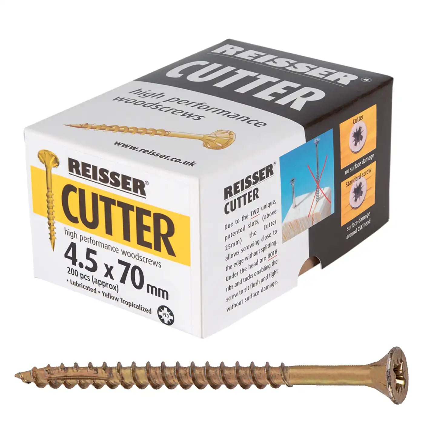REISSER R2 CUTTER WOODSCREWS 4.5MM X 70MM - 200 PACK - Transtools Online