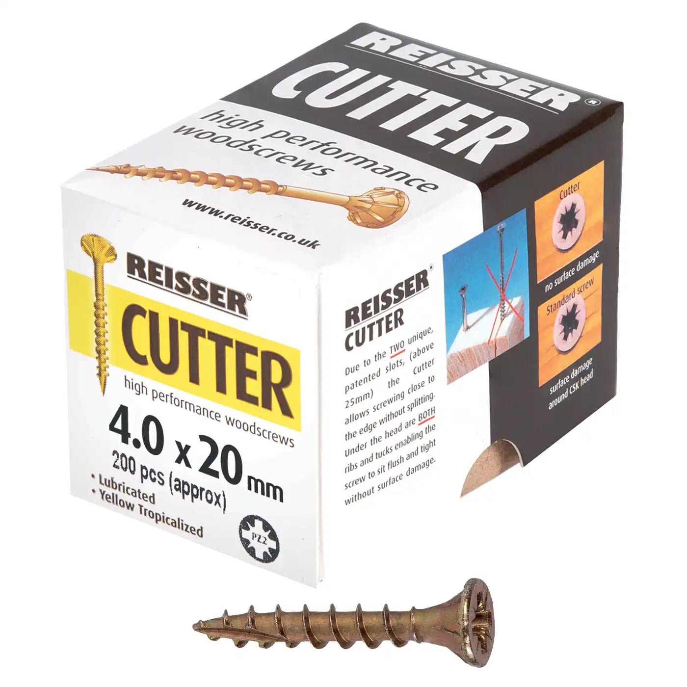 REISSER R2 CUTTER WOODSCREWS 4MM X 20MM - 200 PACK - Transtools Online